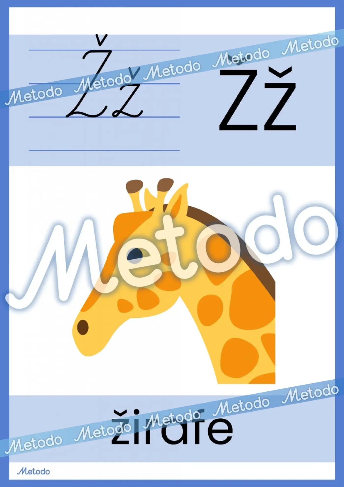 Alfabēta plakāti Metodo burts Ž