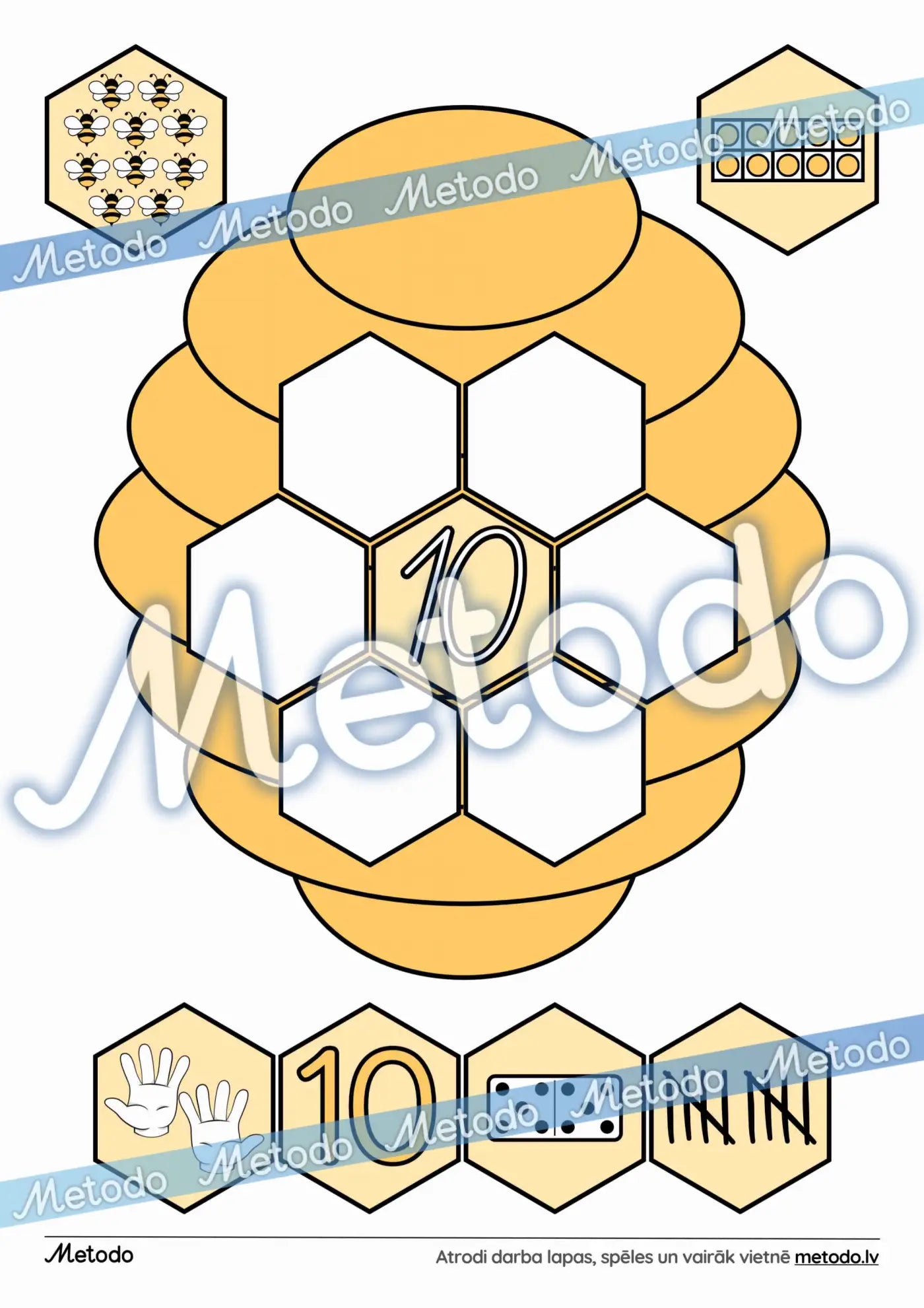 Skaitīšana, bites - 10 darba lapas Metodo bišu stropi skaitīšana par bitēm