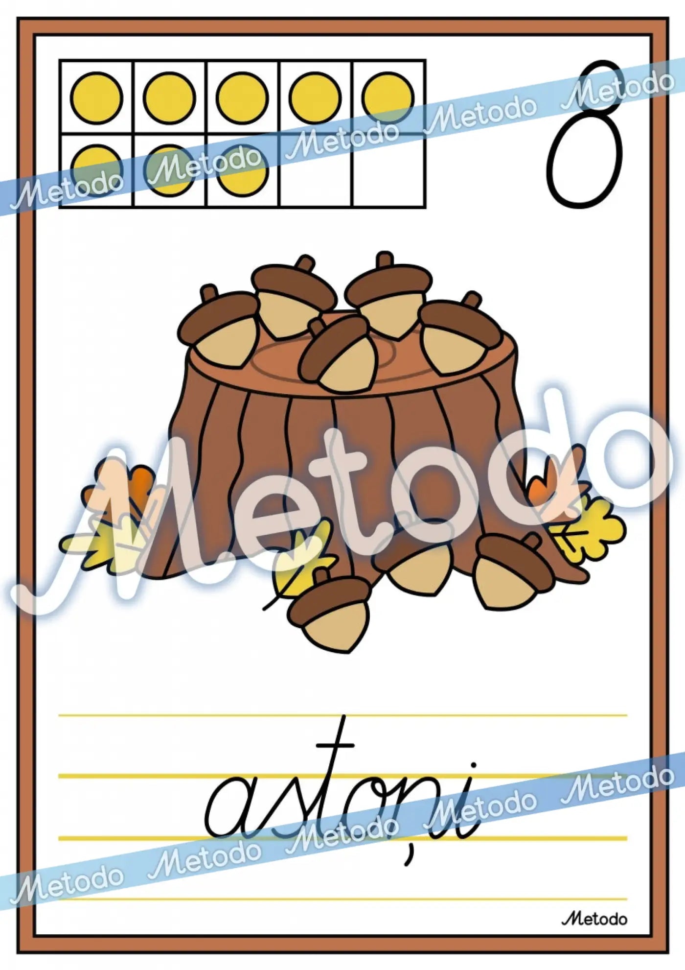 0-10 plakāti, zīles, rudens mācību materiāli pirmsskolai