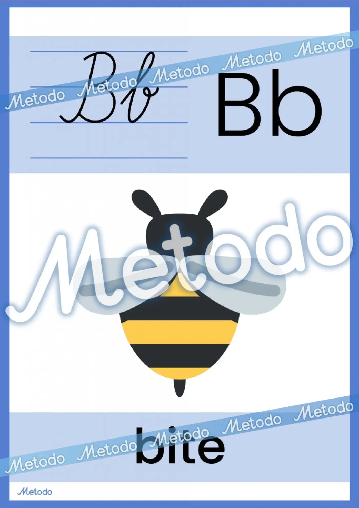 Alfabēta plakāti Metodo burts B