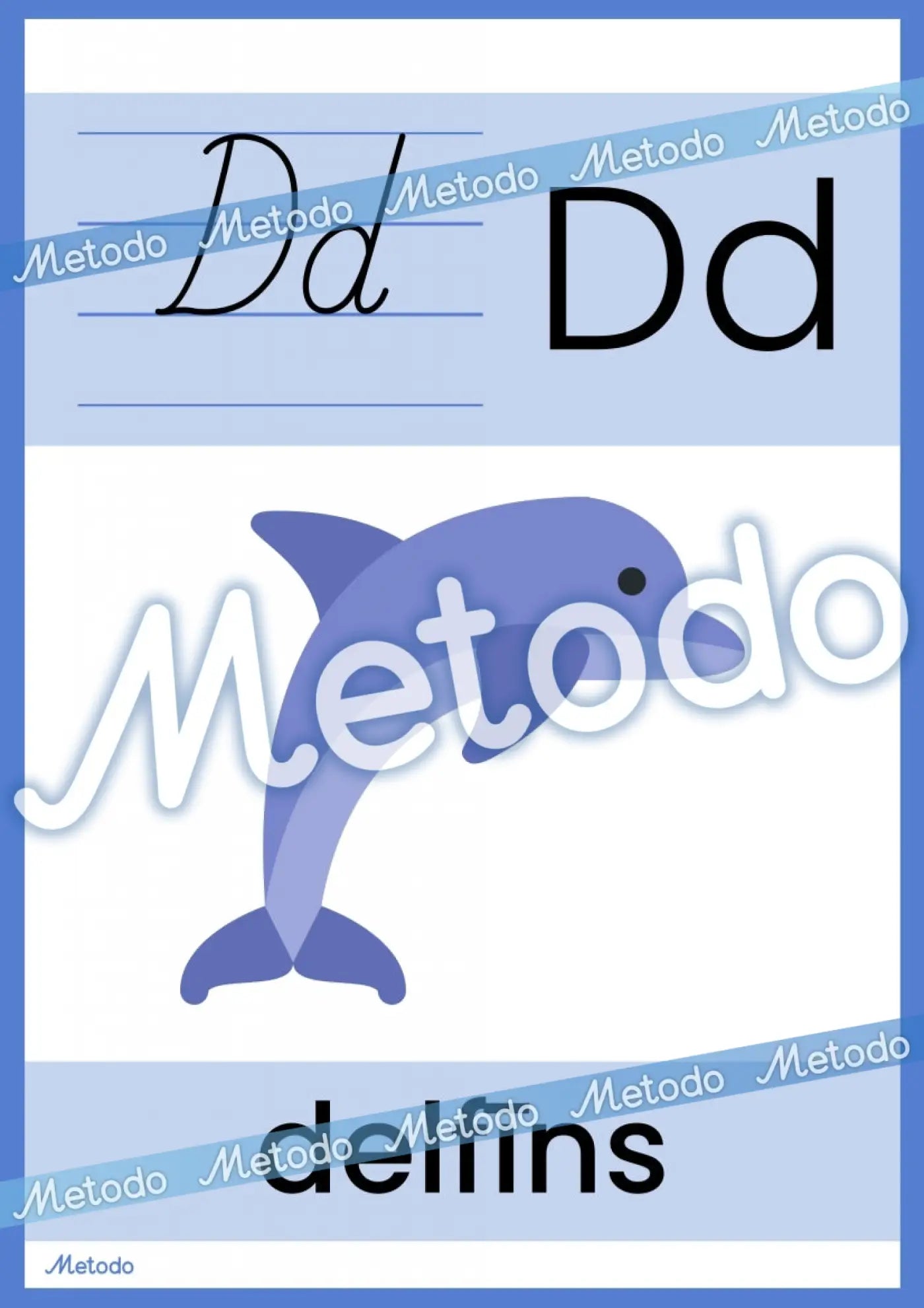 Alfabēta plakāti Metodo burts D