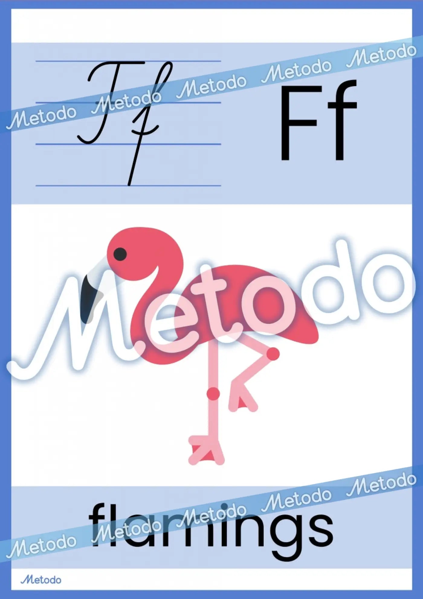 Alfabēta plakāti Metodo burts F
