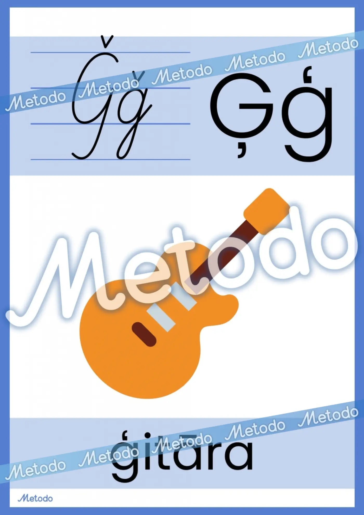 Alfabēta plakāti Metodo burts Ģ