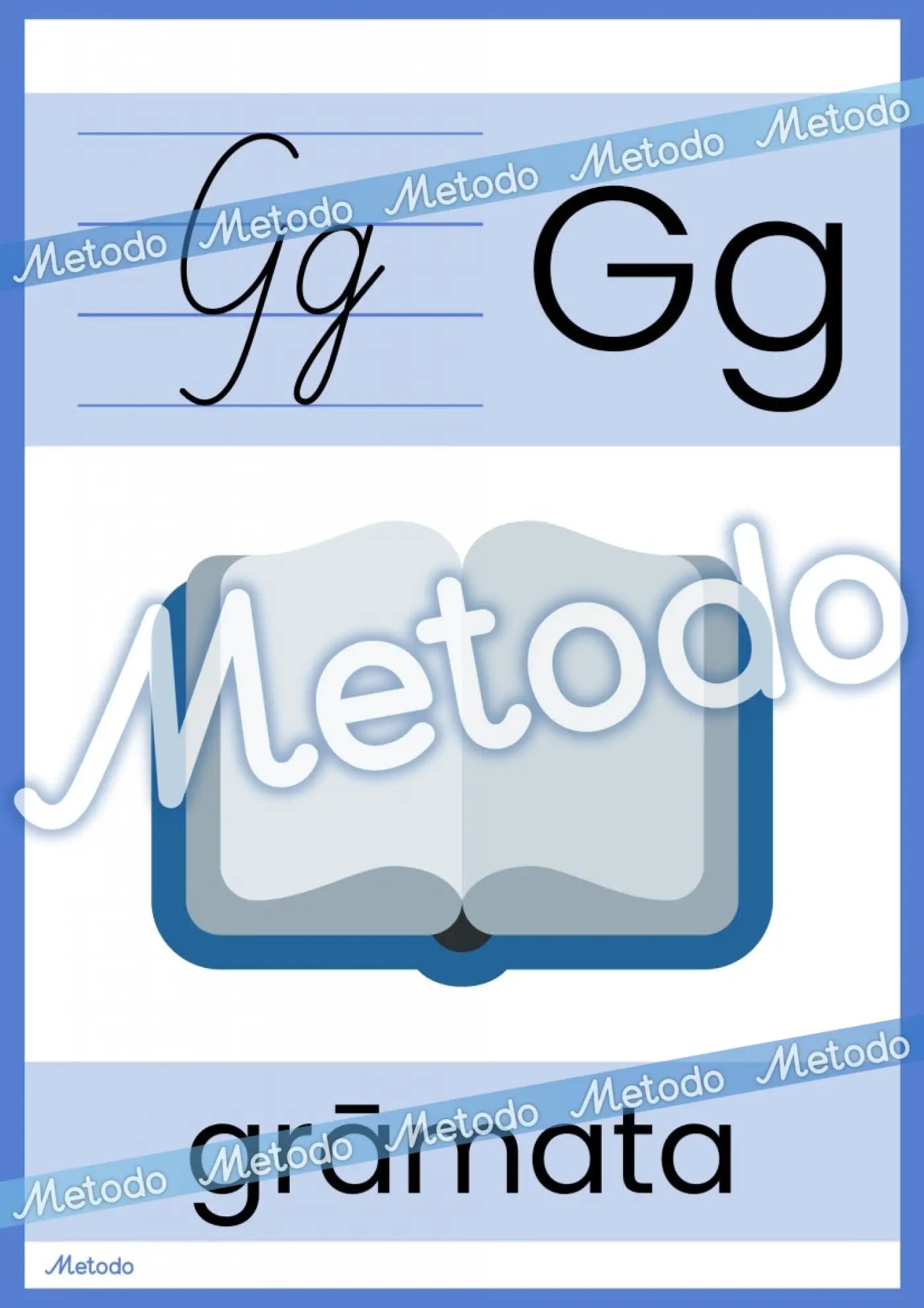 Alfabēta plakāti Metodo burts G