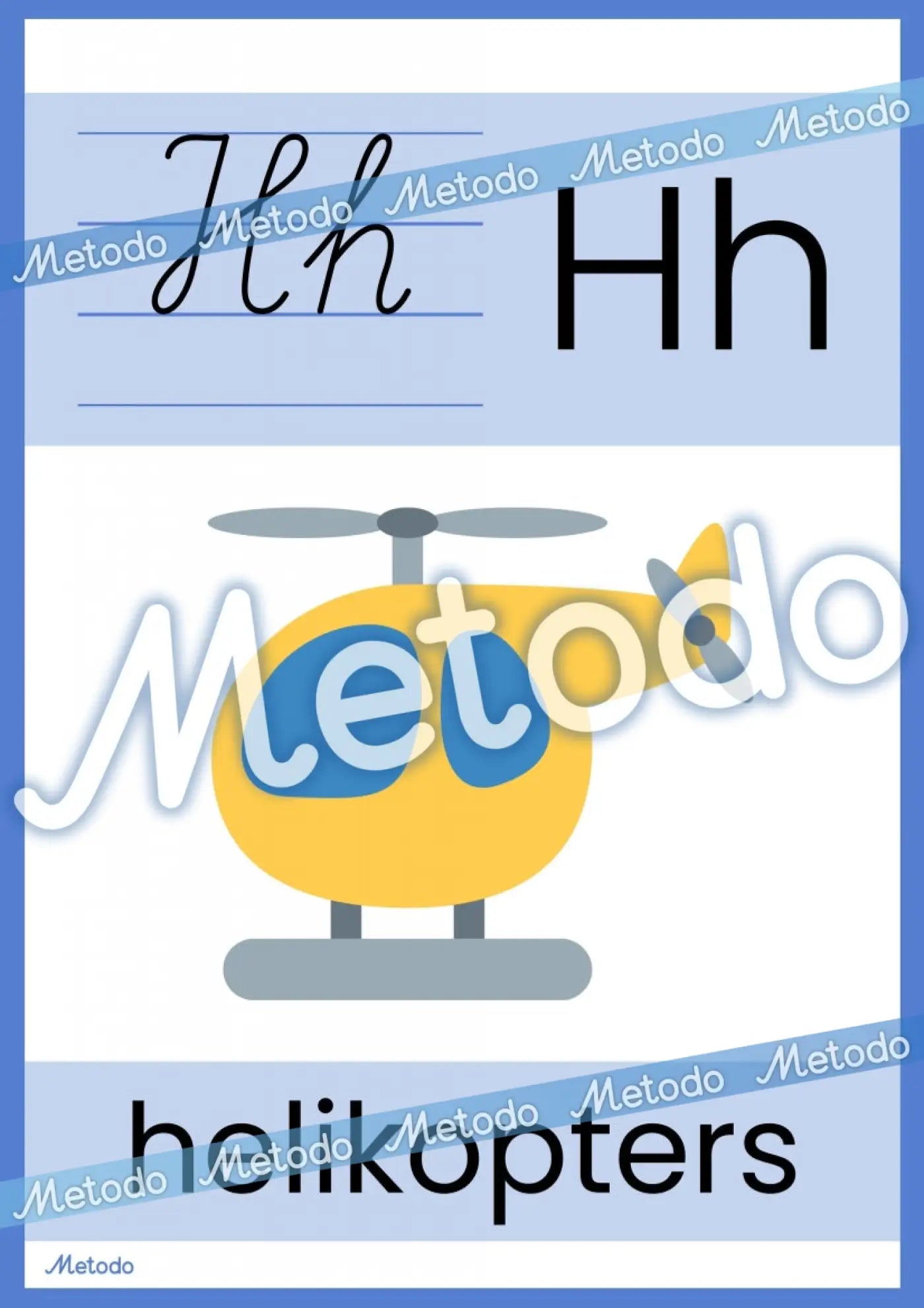 Alfabēta plakāti Metodo burts H