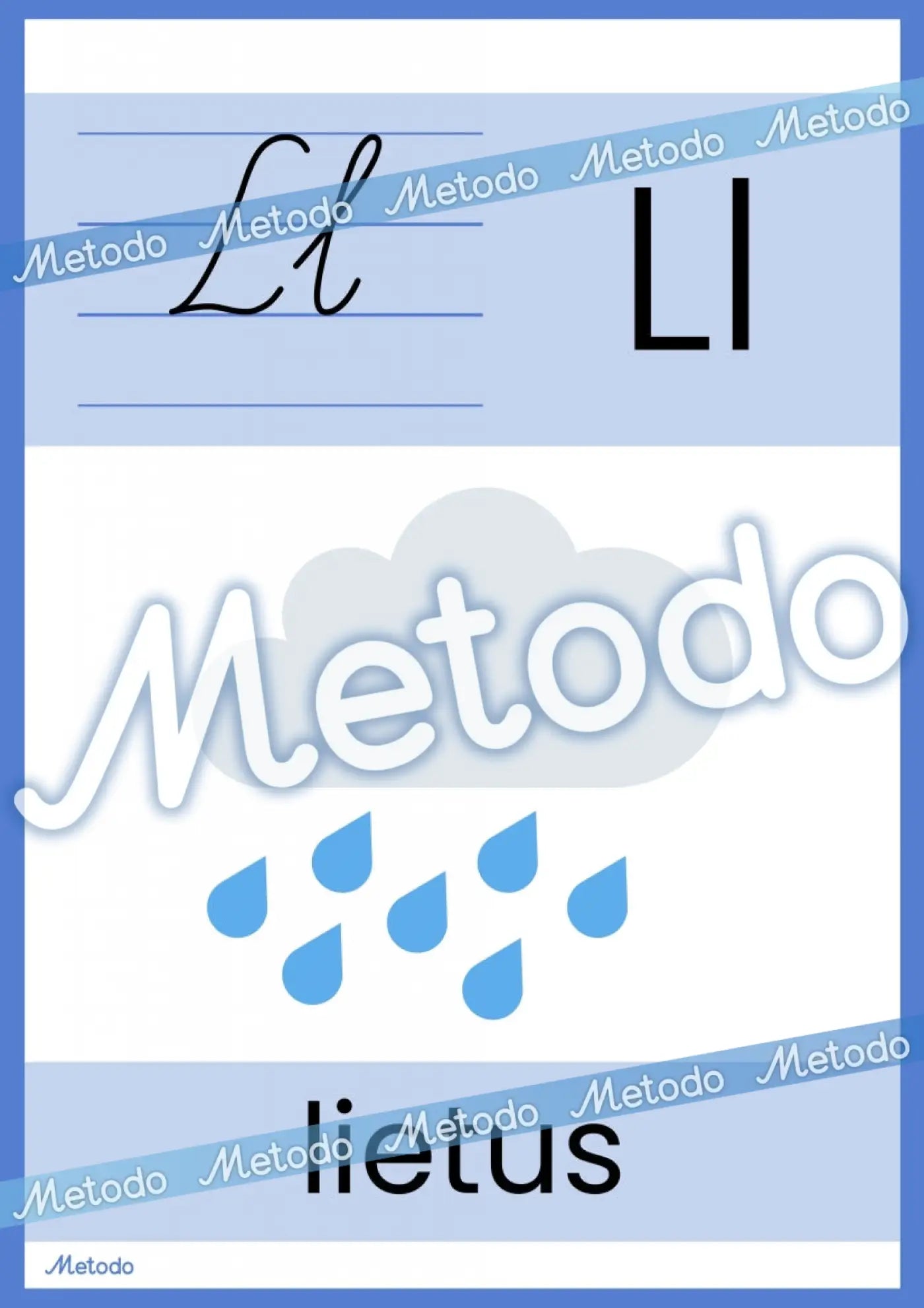 Alfabēta plakāti Metodo burts L