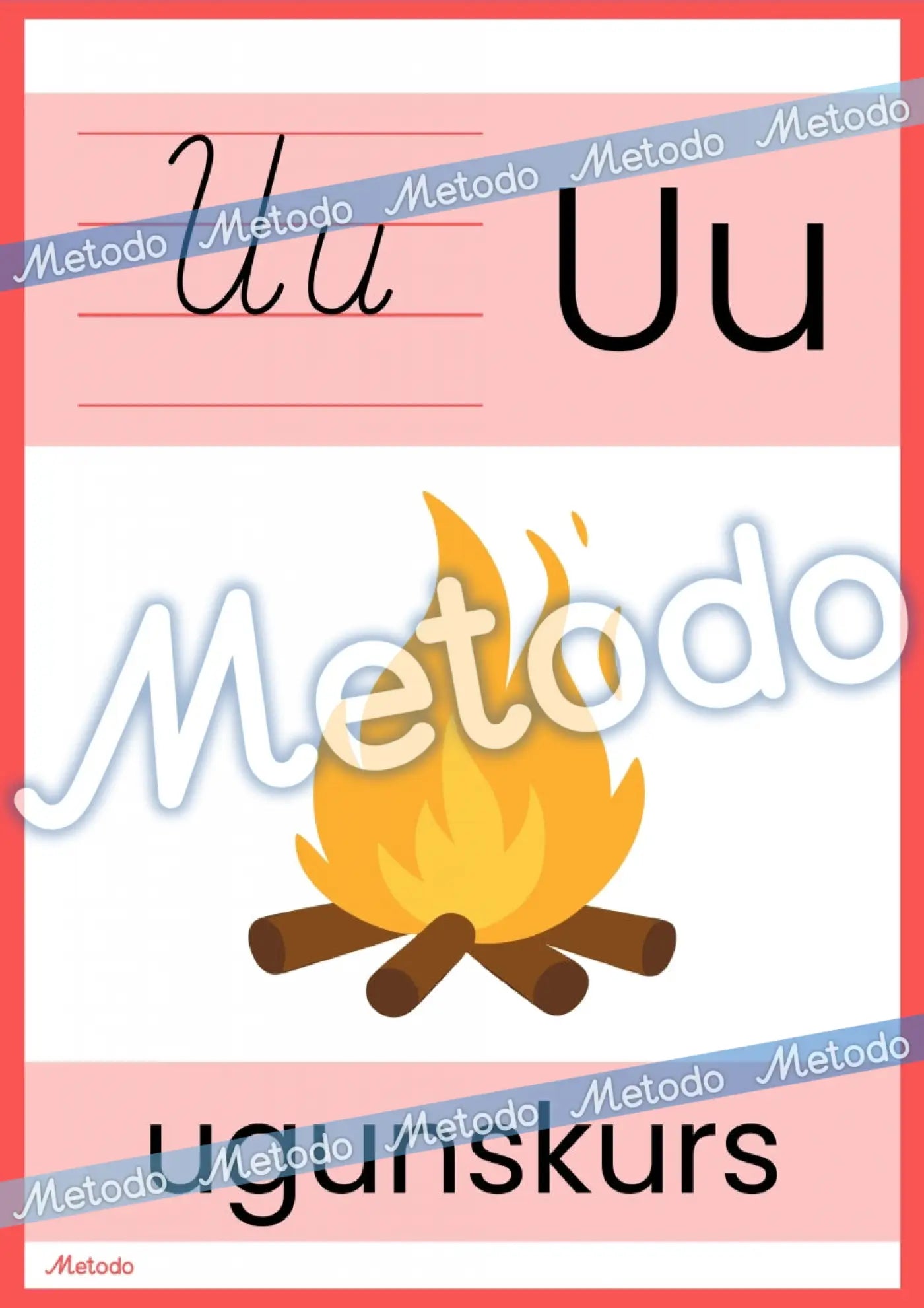 Alfabēta plakāti Metodo burts U