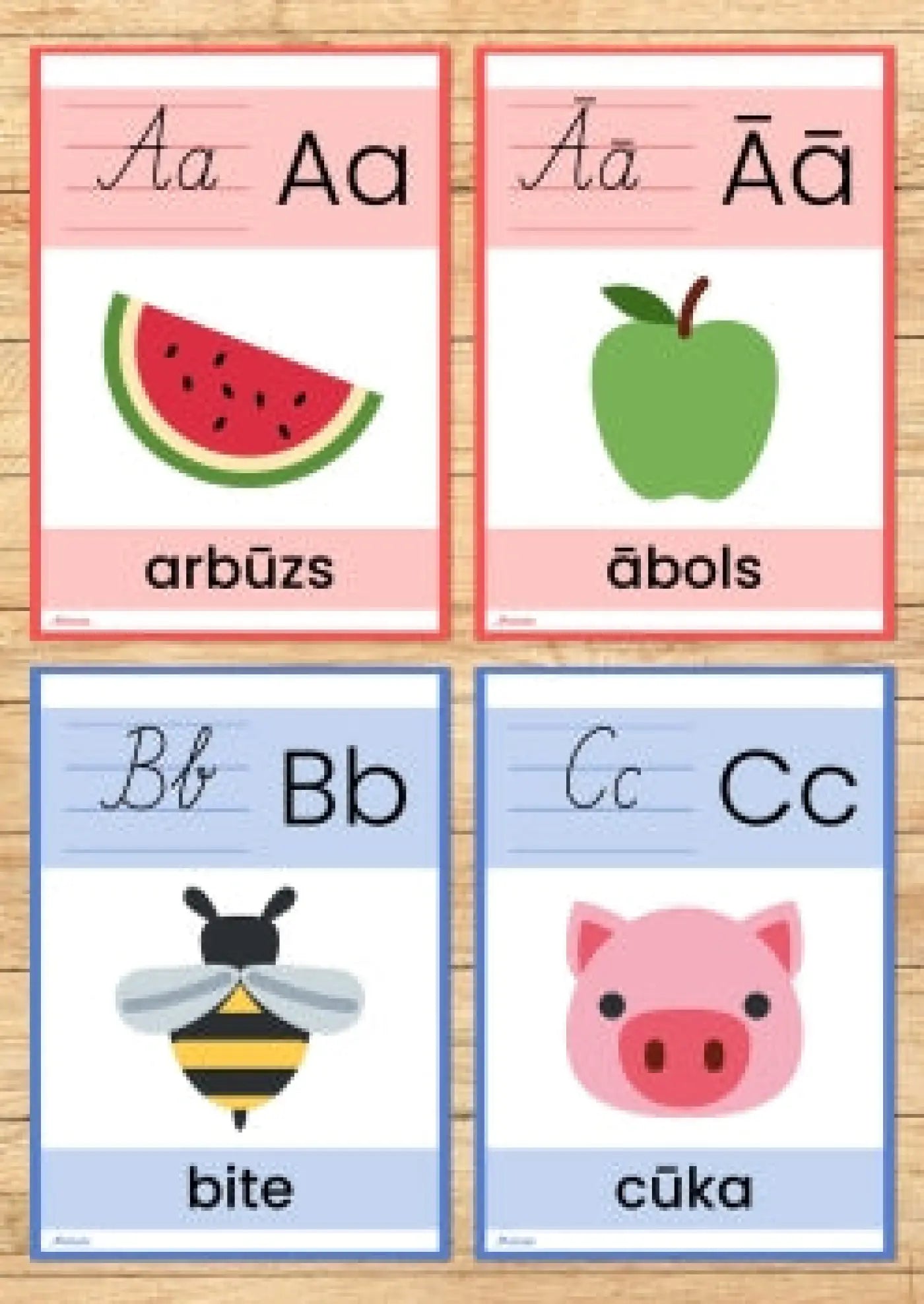 Alfabēta plakāti krāsaini plakāti metodo.lv