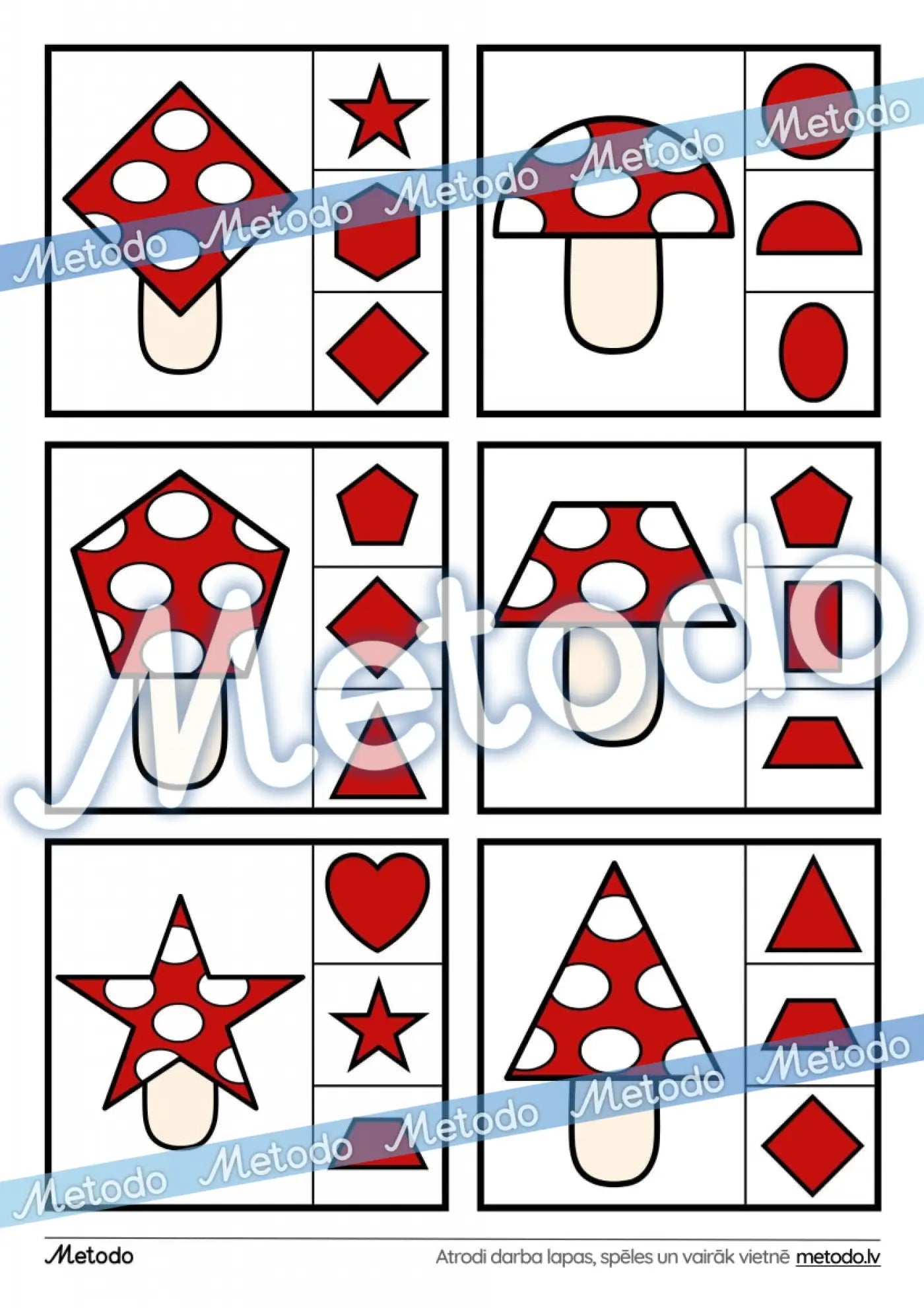 Atzīmē pareizo figūru - sēnes loģikas mācību materiāls