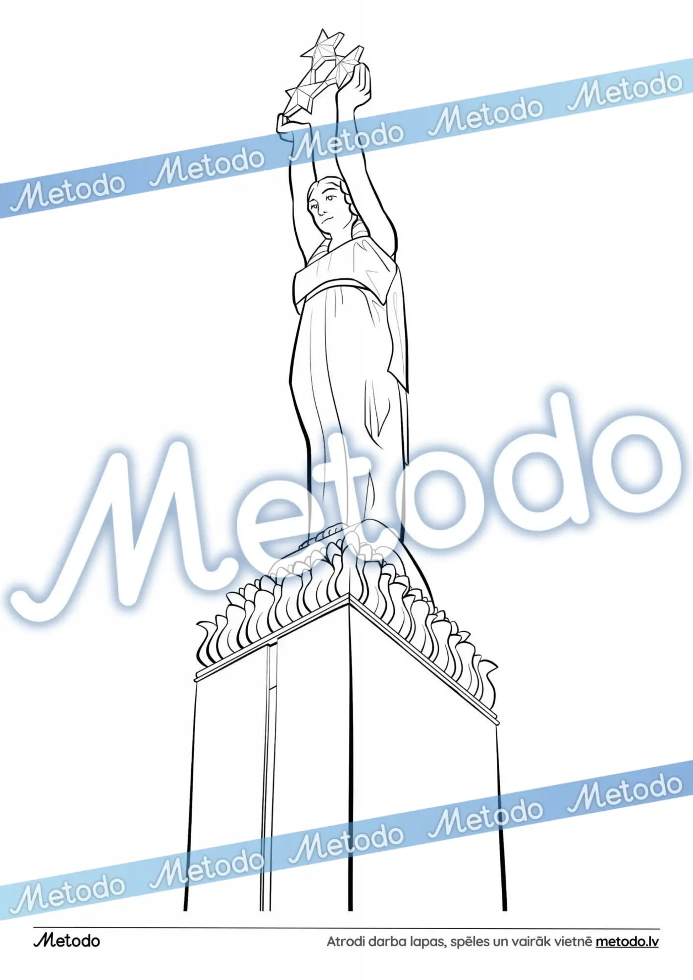Brīvības piemineklis - krāsojamā lapa Metodo mācību materiāli Milda krāsojamā lapa