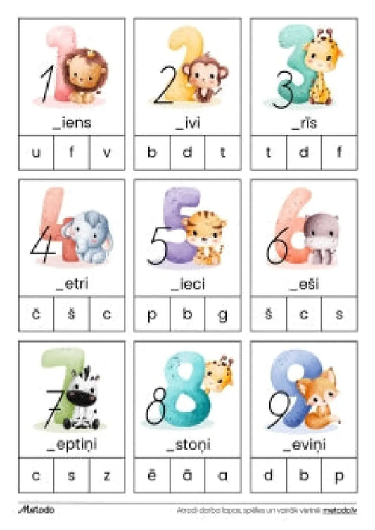 Ciparu pirmās skaņas, dzīvnieki metodo.lv