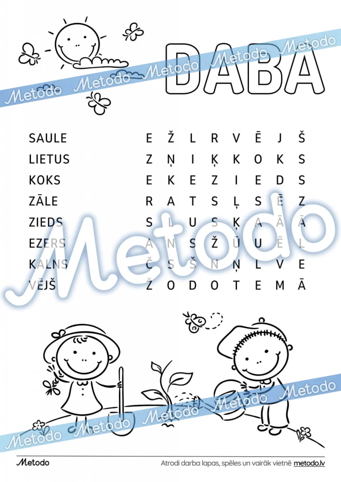 Daba - burtu jūklis Metodo darba lapas