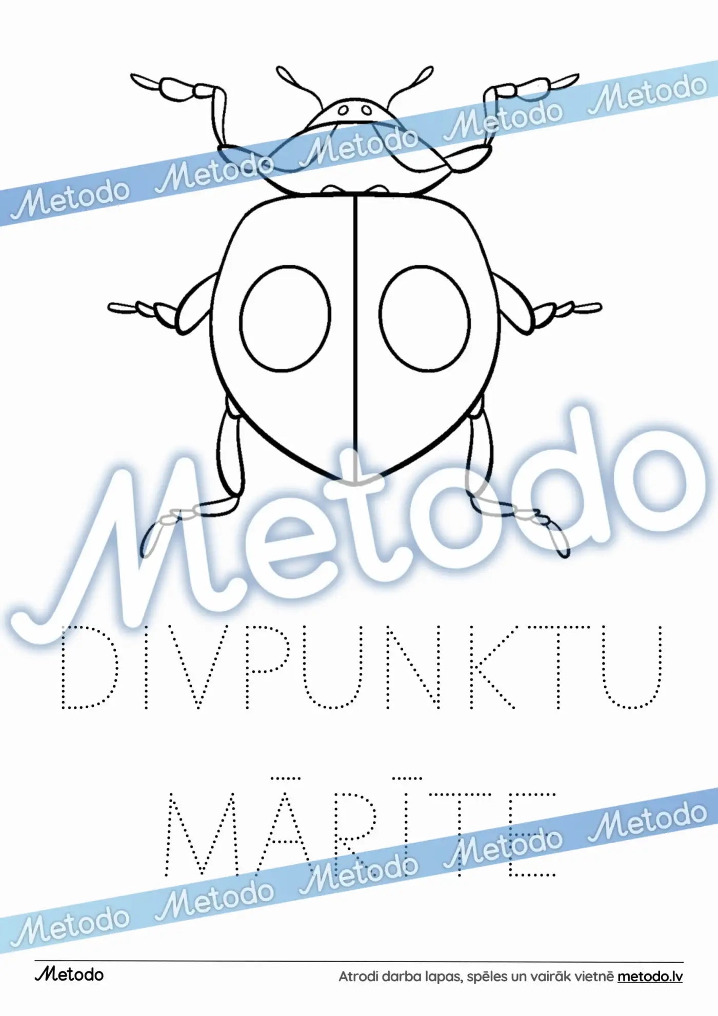 Divpunktu mārīte - krāsojamā lapa Metodo