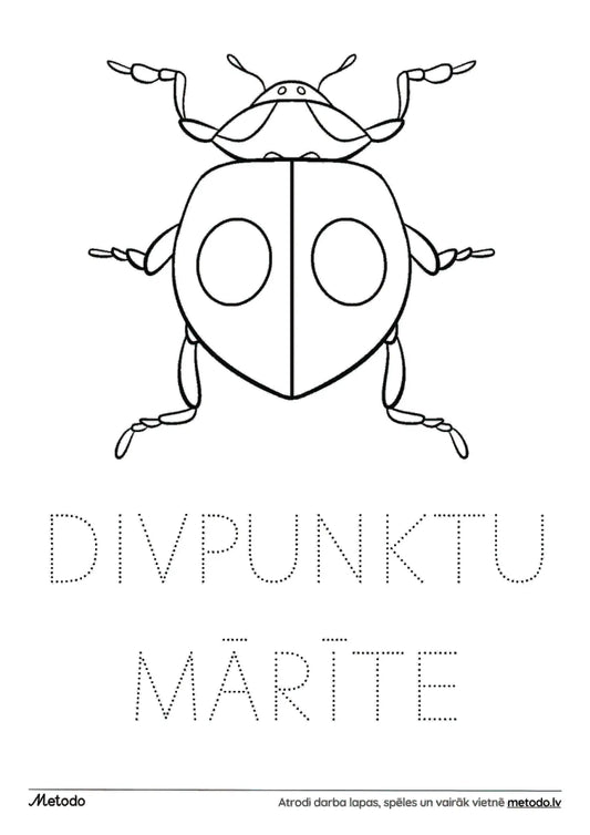 Divpunktu mārīte - krāsojamā lapa metodo.lv