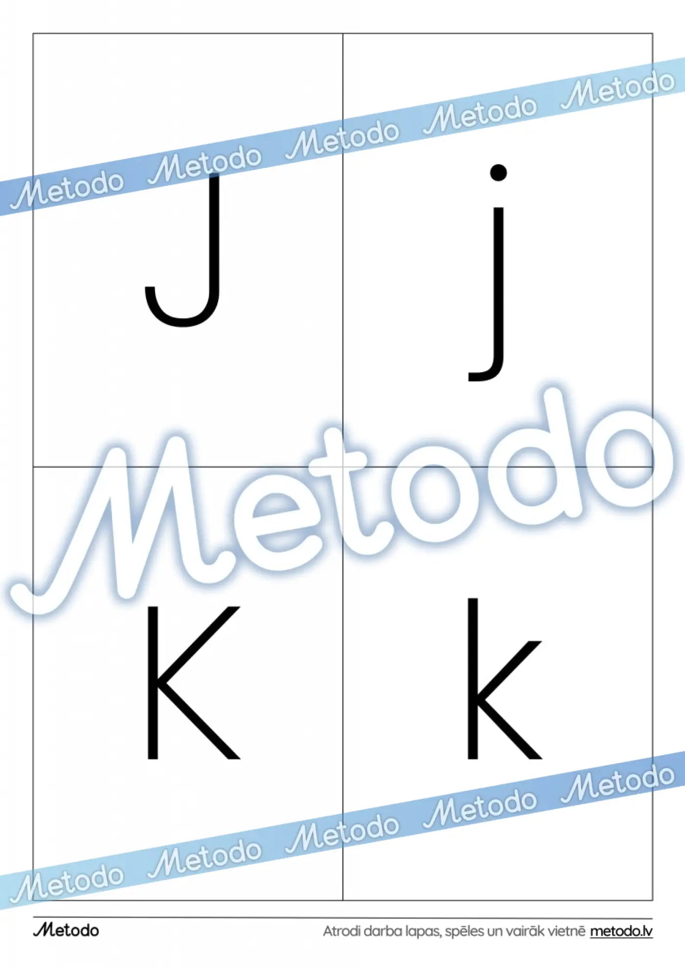 Drukāto burtu kartītes burti j k Metodo