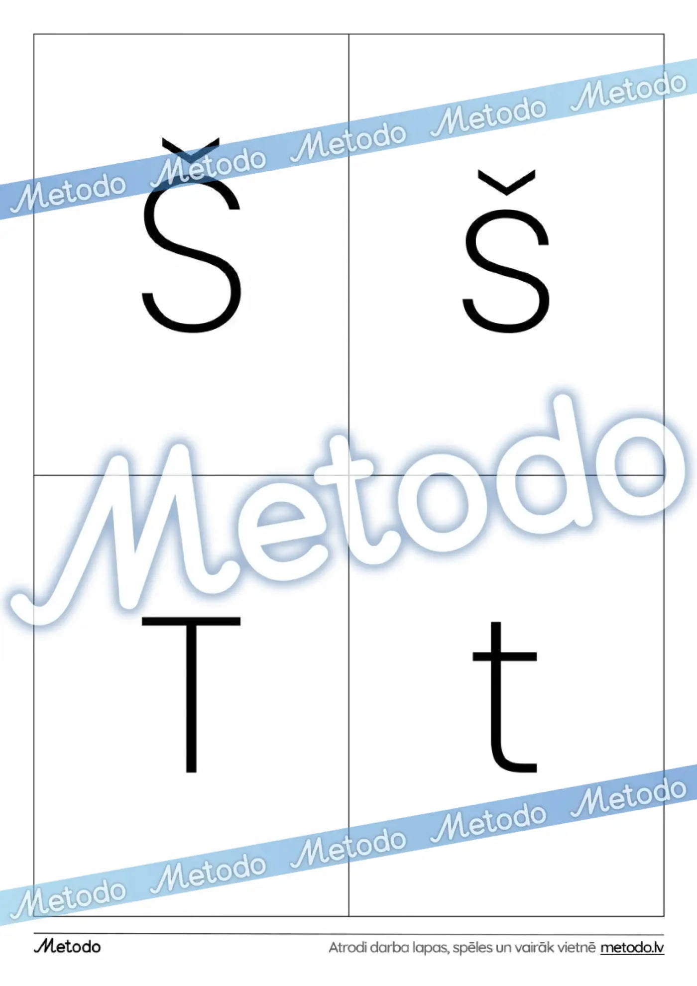 Drukāto burtu kartītes burti š t Metodo