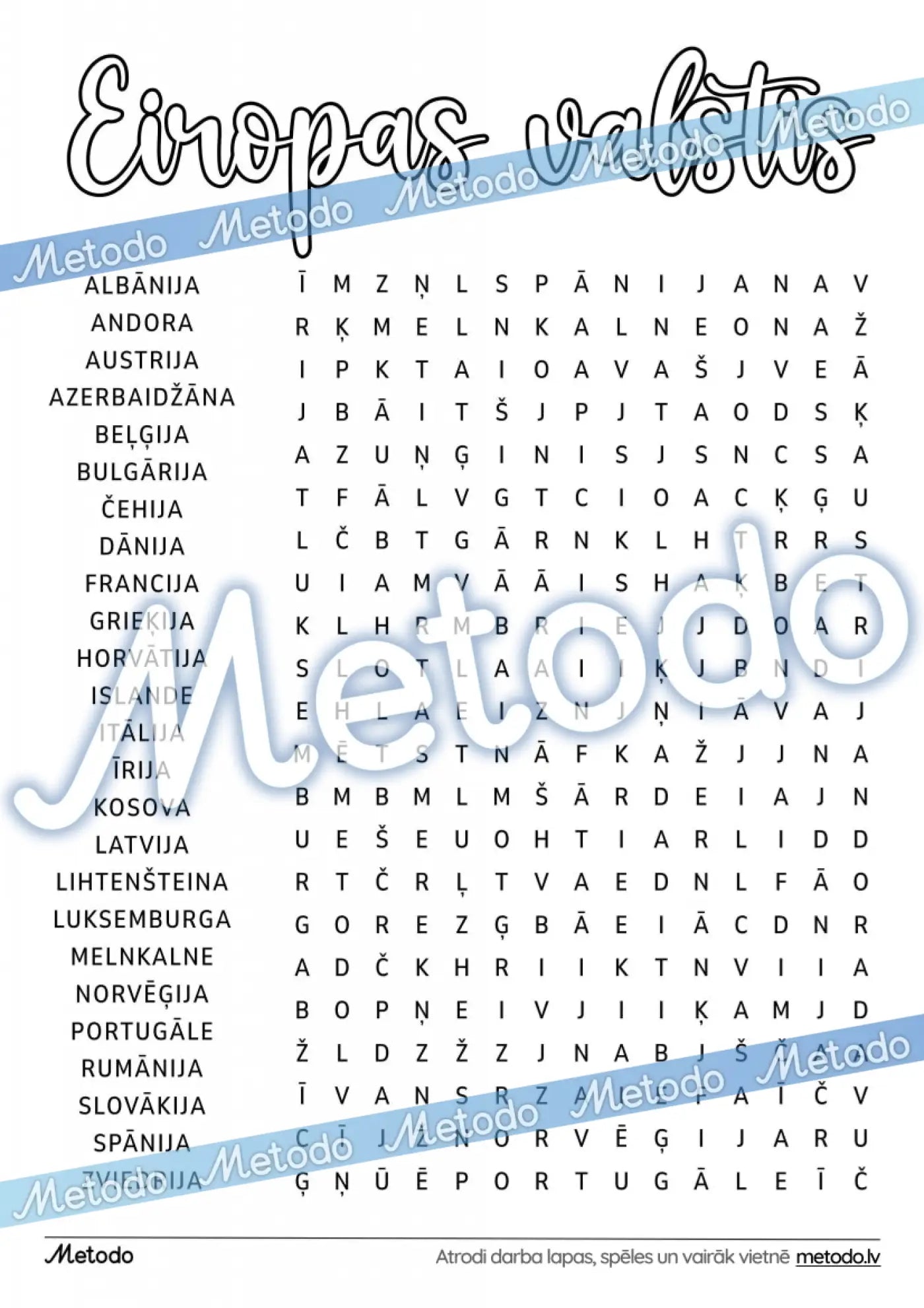 Eiropas valstis - burtu jūklis Metodo