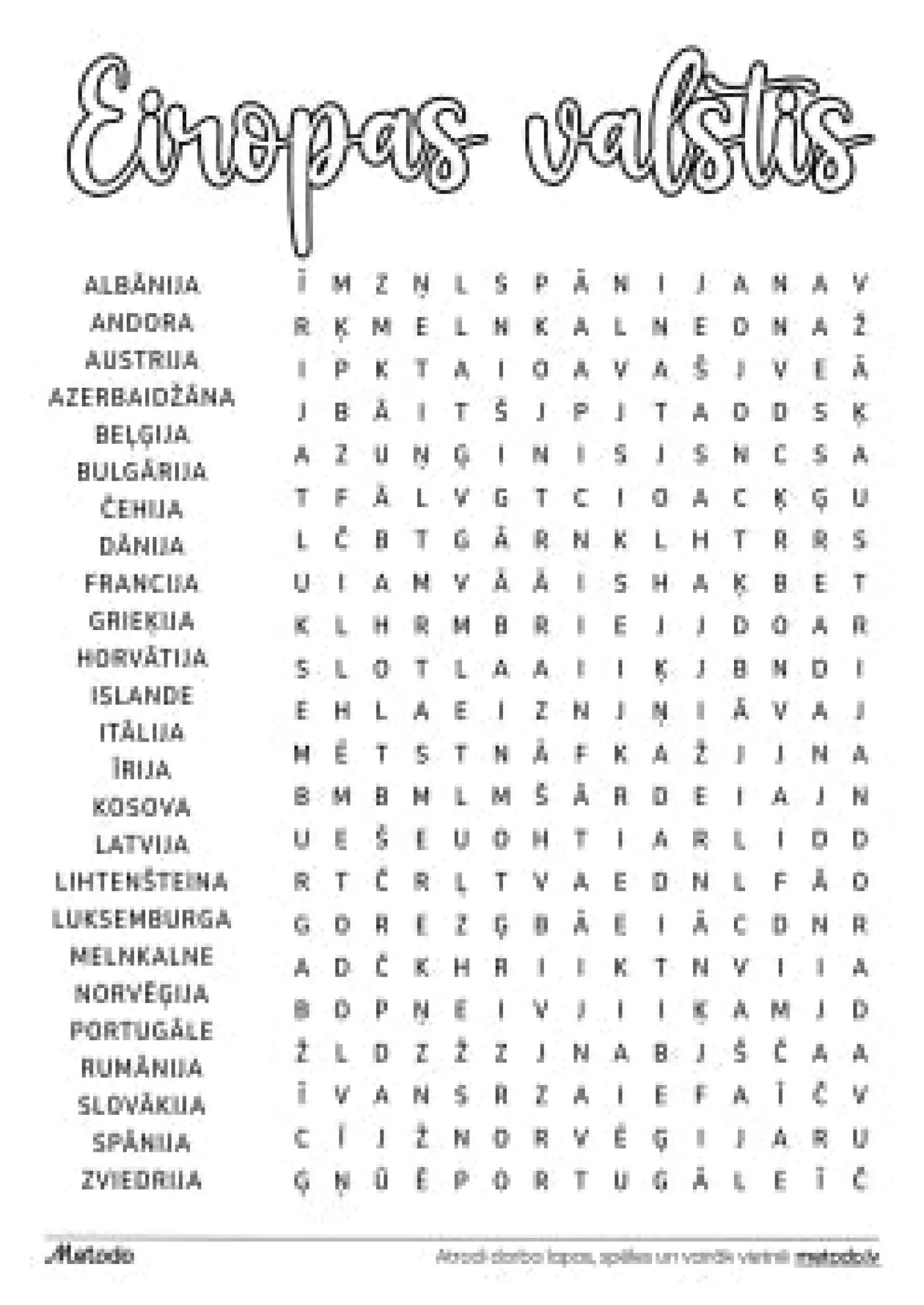 Eiropas valstis - burtu jūklis metodo.lv