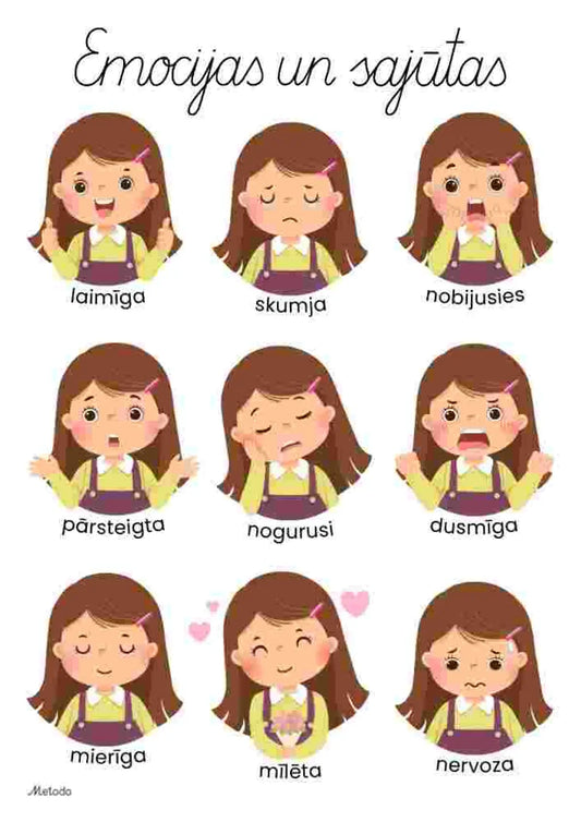 Emocijas un sajūtas, meitene - plakāts metodo.lv
