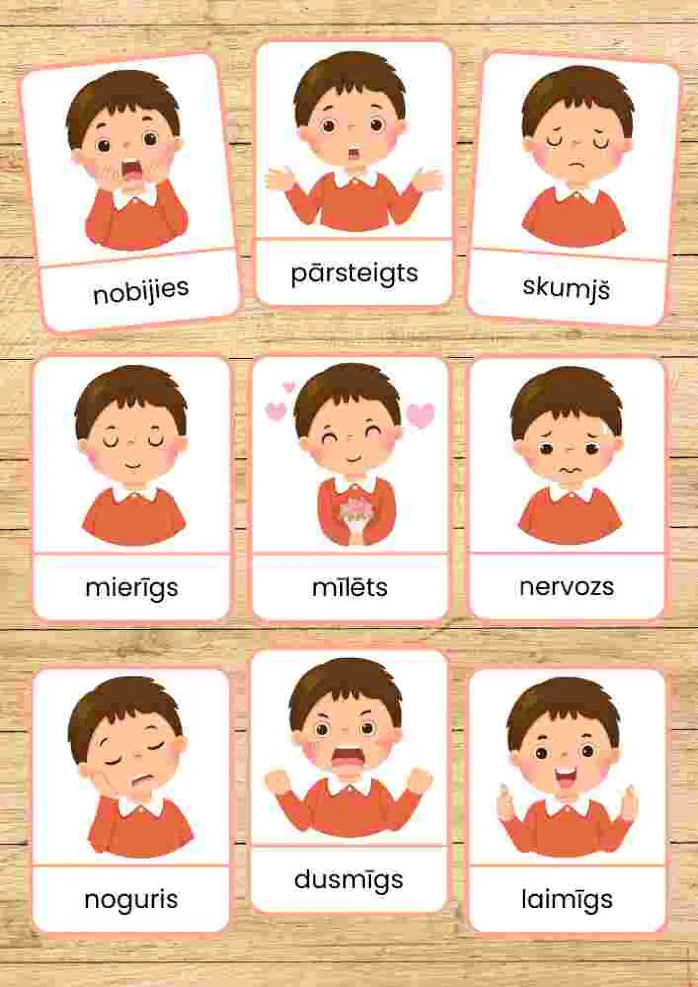 Emocijas un sajūtas, zēns - kartītes metodo.lv