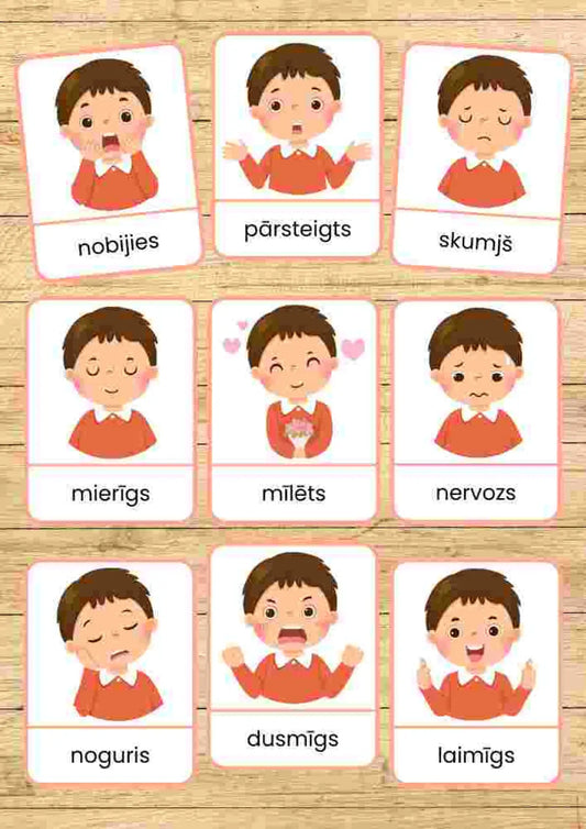 Emocijas un sajūtas, zēns - kartītes metodo.lv