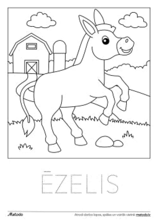 Ēzelis - krāsojamā lapa metodo.lv