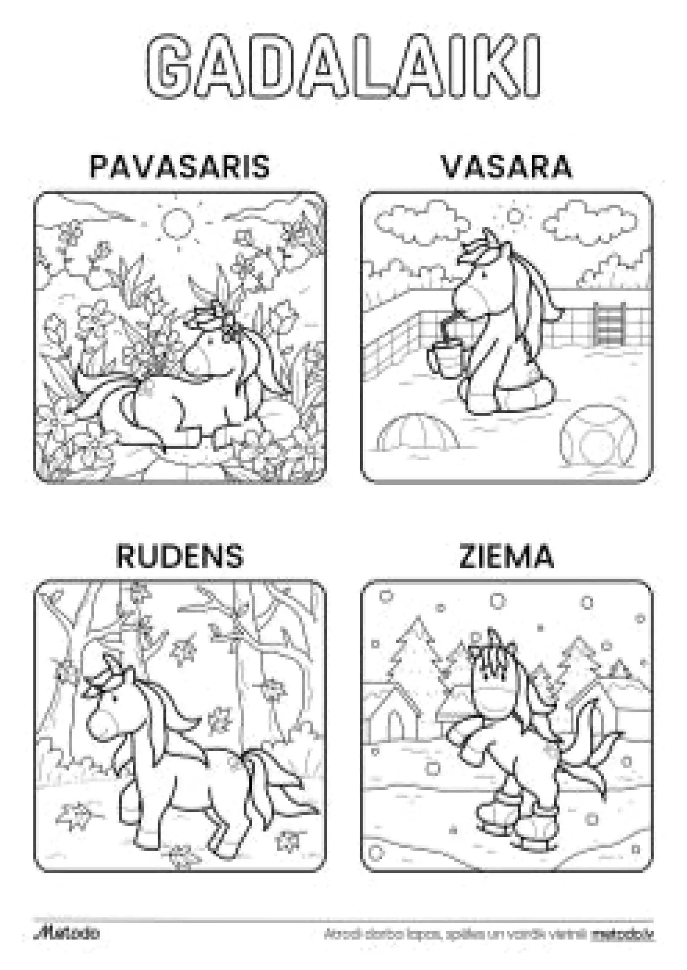 Gadalaiki, vienradzis, krāsojamā lapa metodo.lv