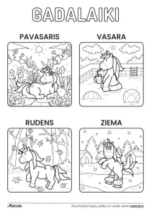 Gadalaiki, vienradzis, krāsojamā lapa metodo.lv