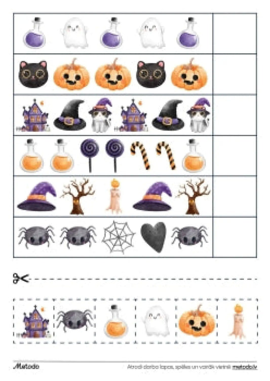 Halovīna darba lapa - griez un līmē metodo.lv