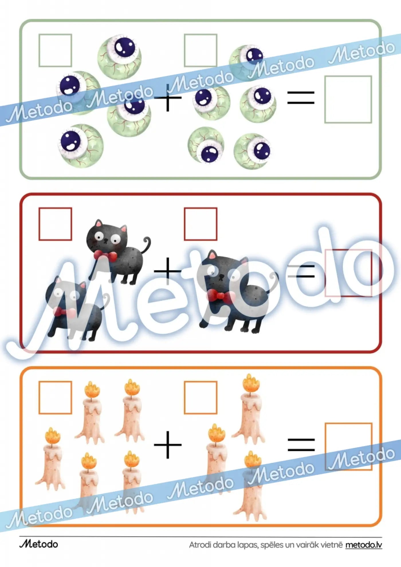 Halovīna saskaitīšana - 3 darba lapas Metodo darba lapas