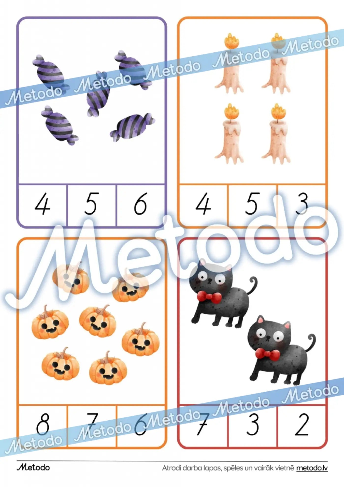 Halovīns - skaitīšanas kartītes Metodo kartītes skaitīšanai