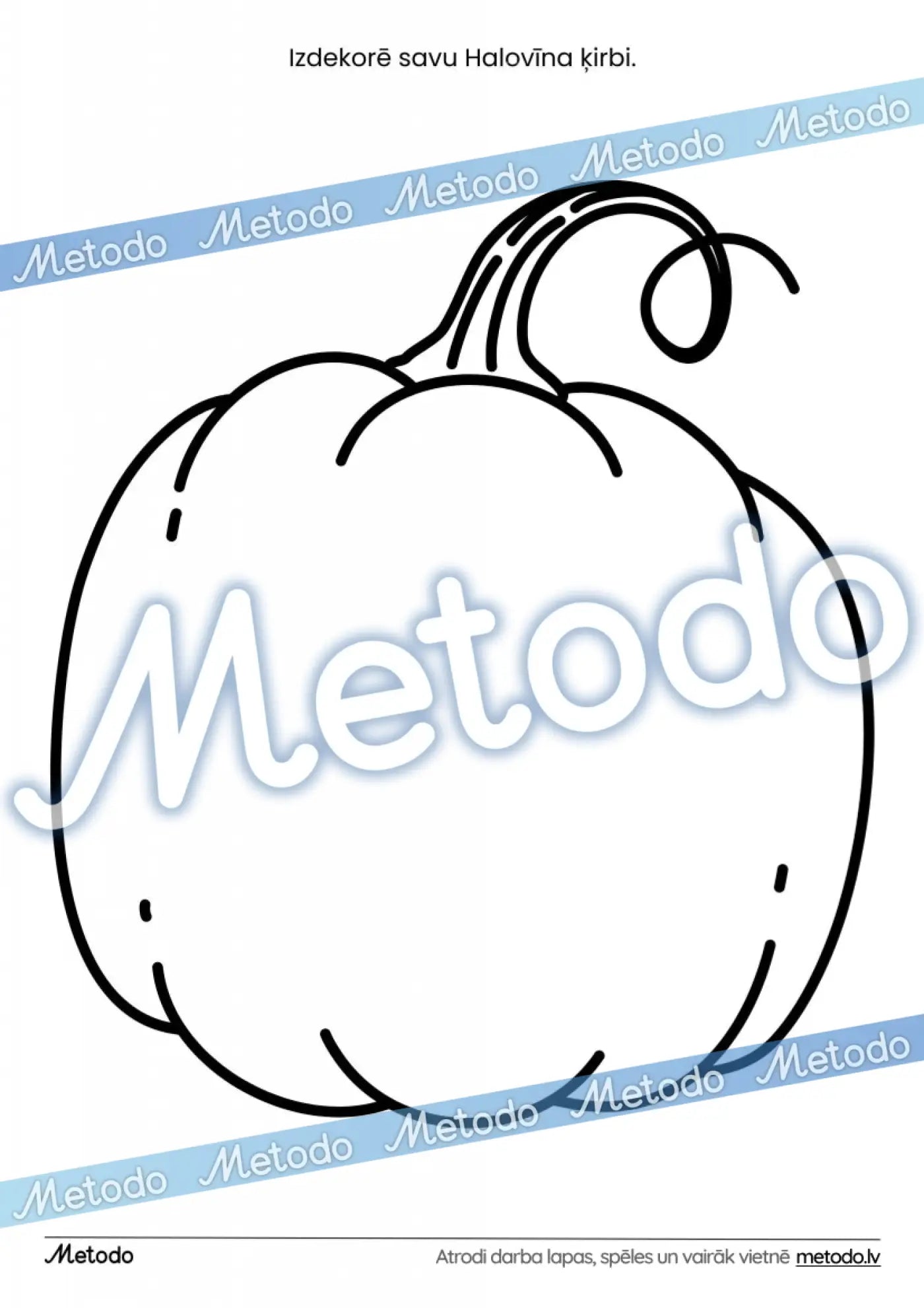 Izdekorē Halovīna ķirbi - darba lapa Metodo