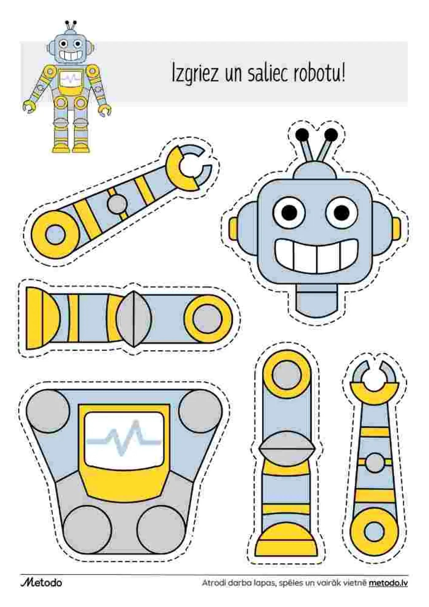 Izgriez un saliec robotu - darba lapa