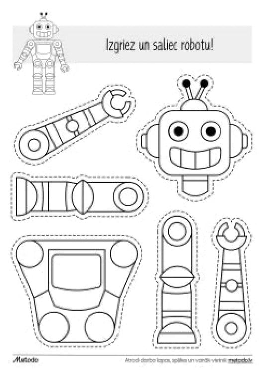 Izgriez un saliec robotu - darba lapa