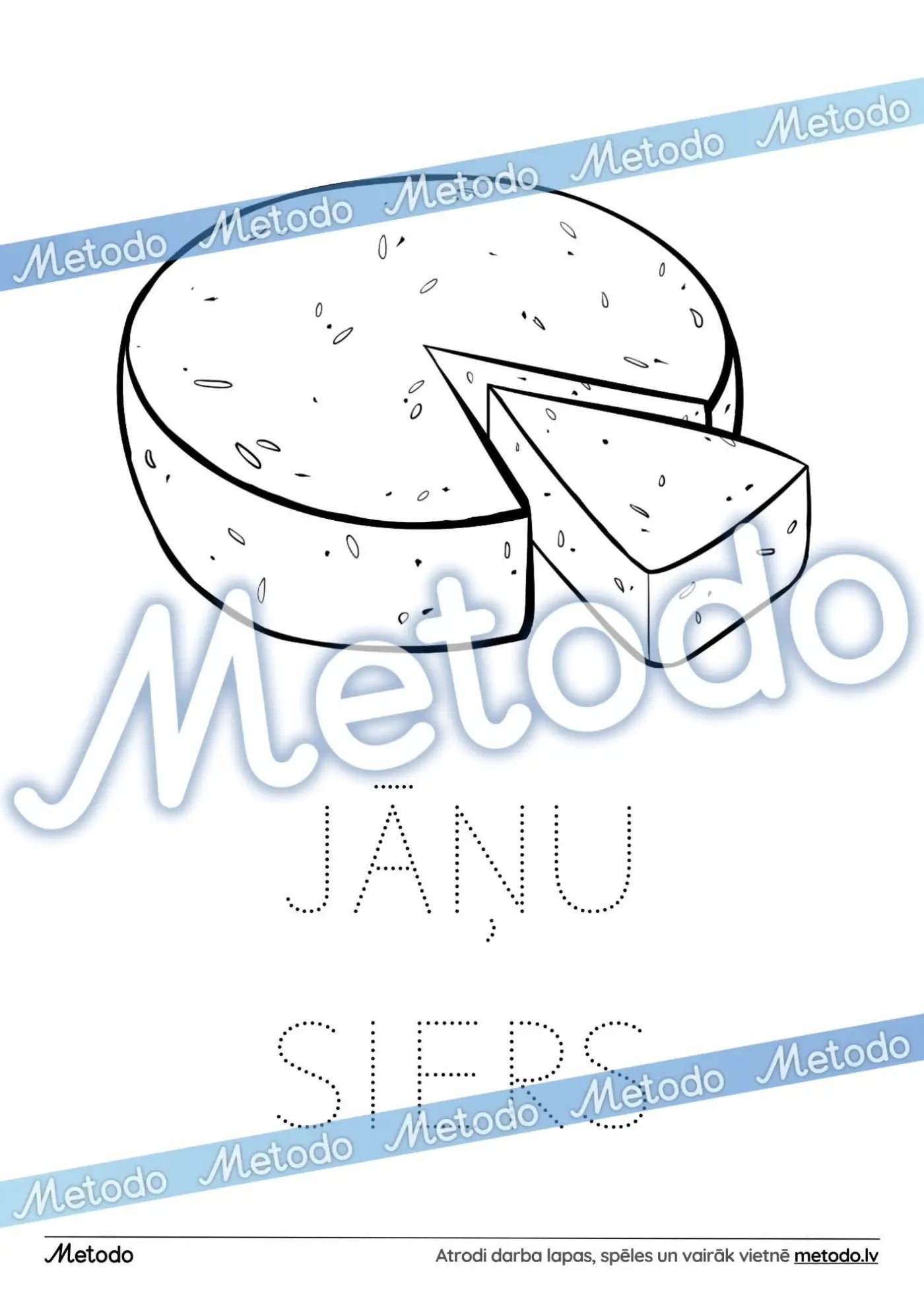 Jāņu siers - krāsojamā lapa Metodo mācību materiāli