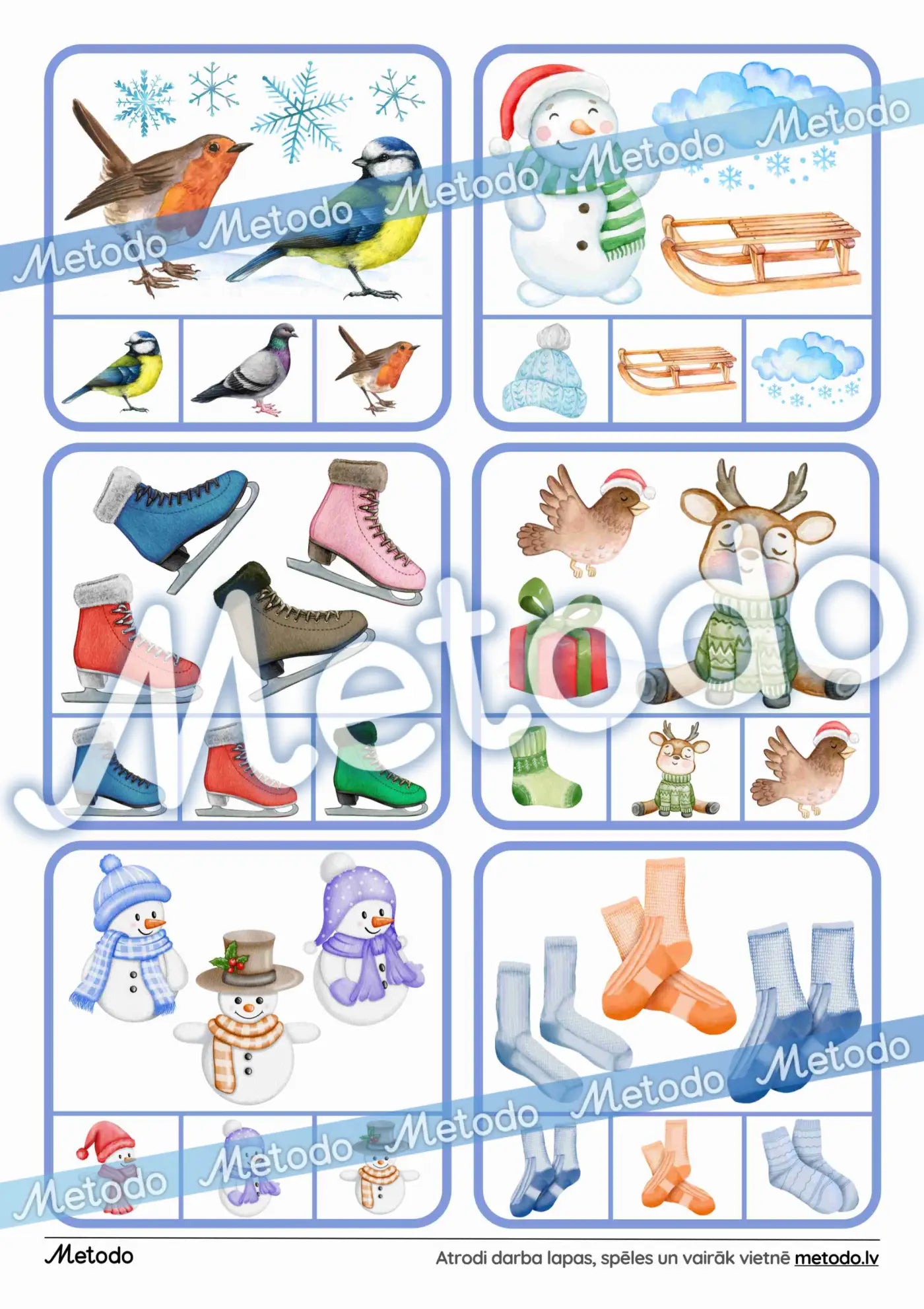 Kas pazudis, ziema - kartītes Metodo spēle