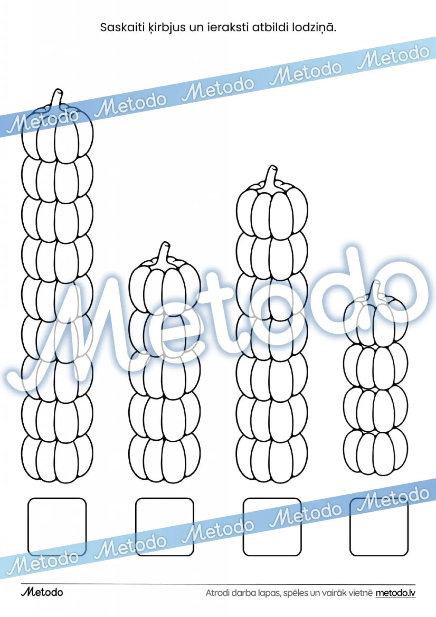 Ķirbju skaita darba lapas Metodo darba lapas skaitīšanai