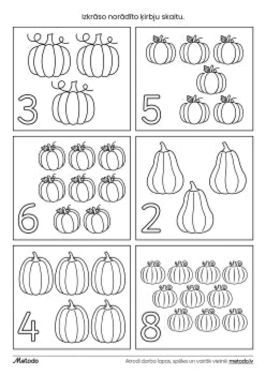 Ķirbju skaita darba lapas metodo.lv
