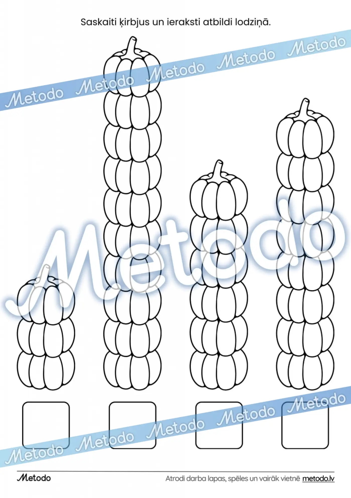 Ķirbju skaita darba lapas rudens tematikas darba lapas skaitīšanai