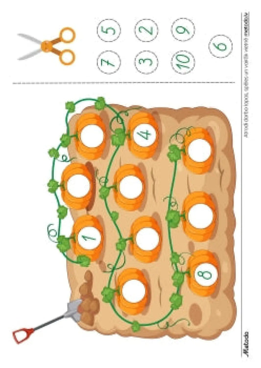 Ķirbju skaitīšana, izgriez un ielīmē - darba lapa metodo.lv