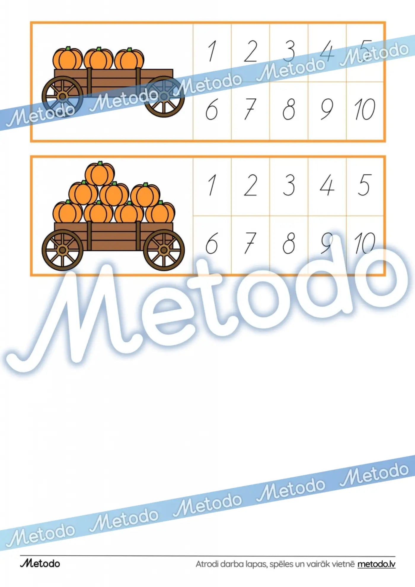 Ķirbju skaitīšanas kartītes mācību materiāli rudens