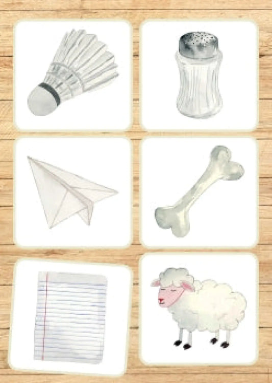 Krāsainu attēlu kartītes - balta krāsa metodo.lv