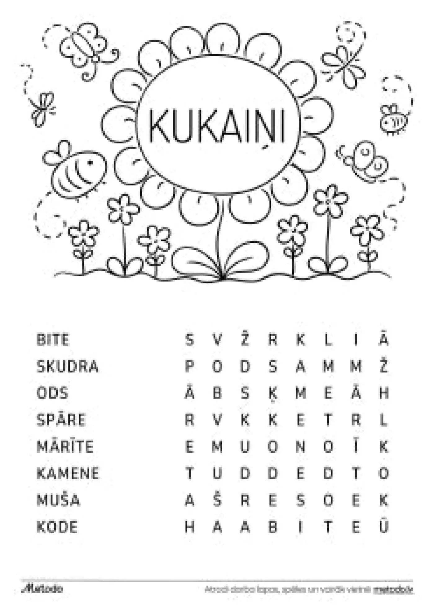 Kukaiņi - burtu jūklis metodo.lv
