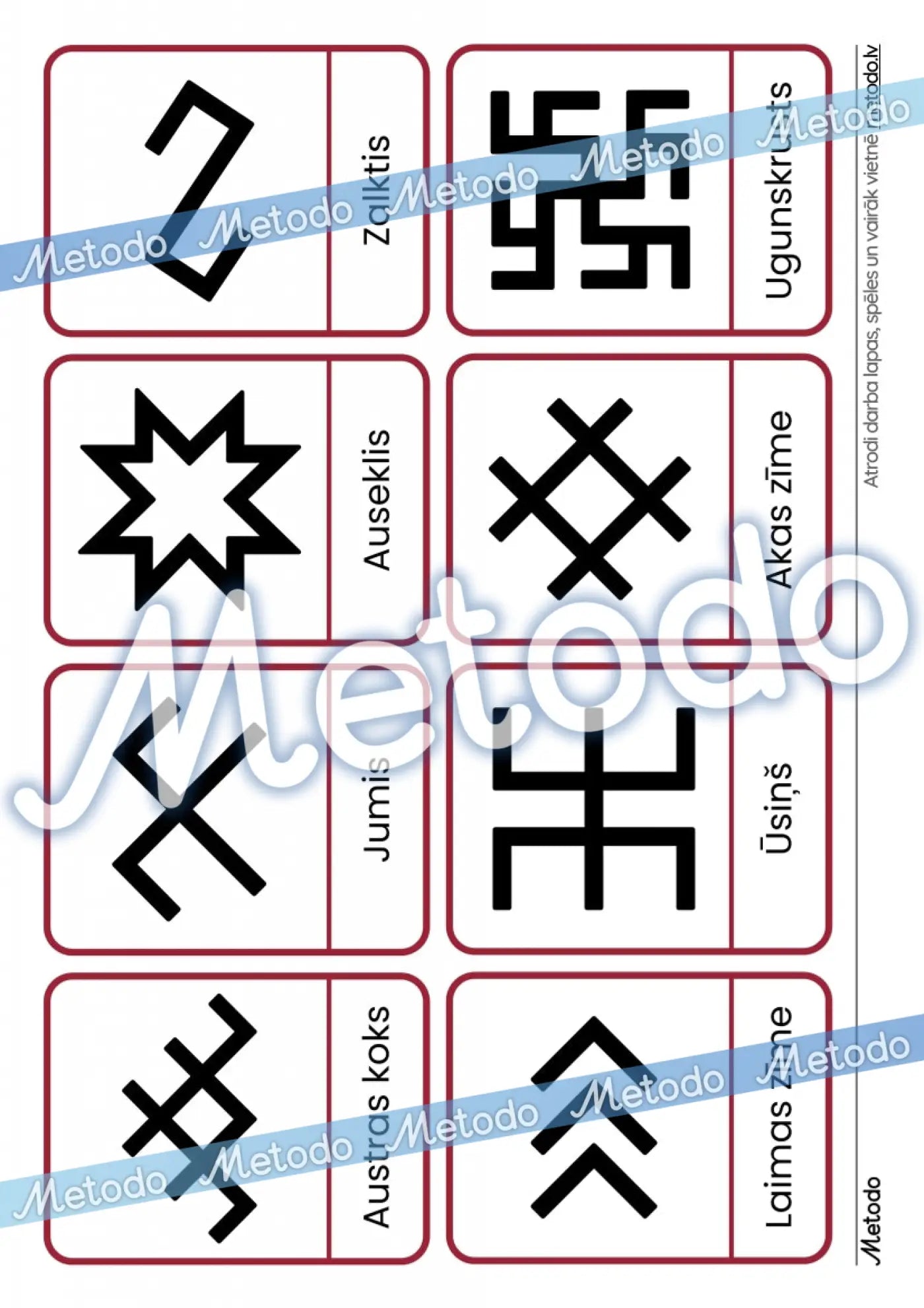 Latviešu etnogrāfiskās zīmes - kartītes Metodo