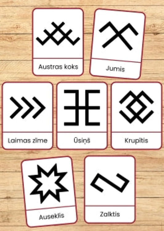 Latviešu etnogrāfiskās zīmes - kartītes metodo.lv