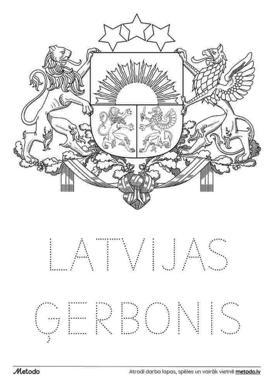 Latvijas ģerbonis - krāsojamā lapa metodo.lv Latvijas simboli