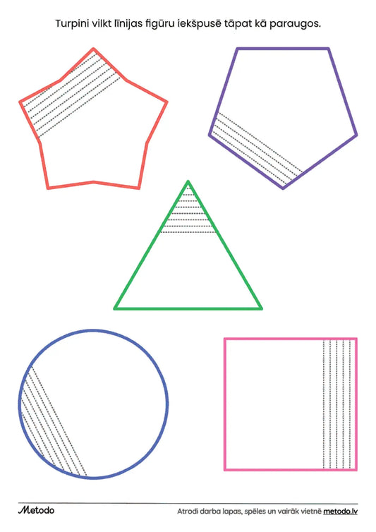 Līnijas dažādās figūrās - darba lapa metodo.lv