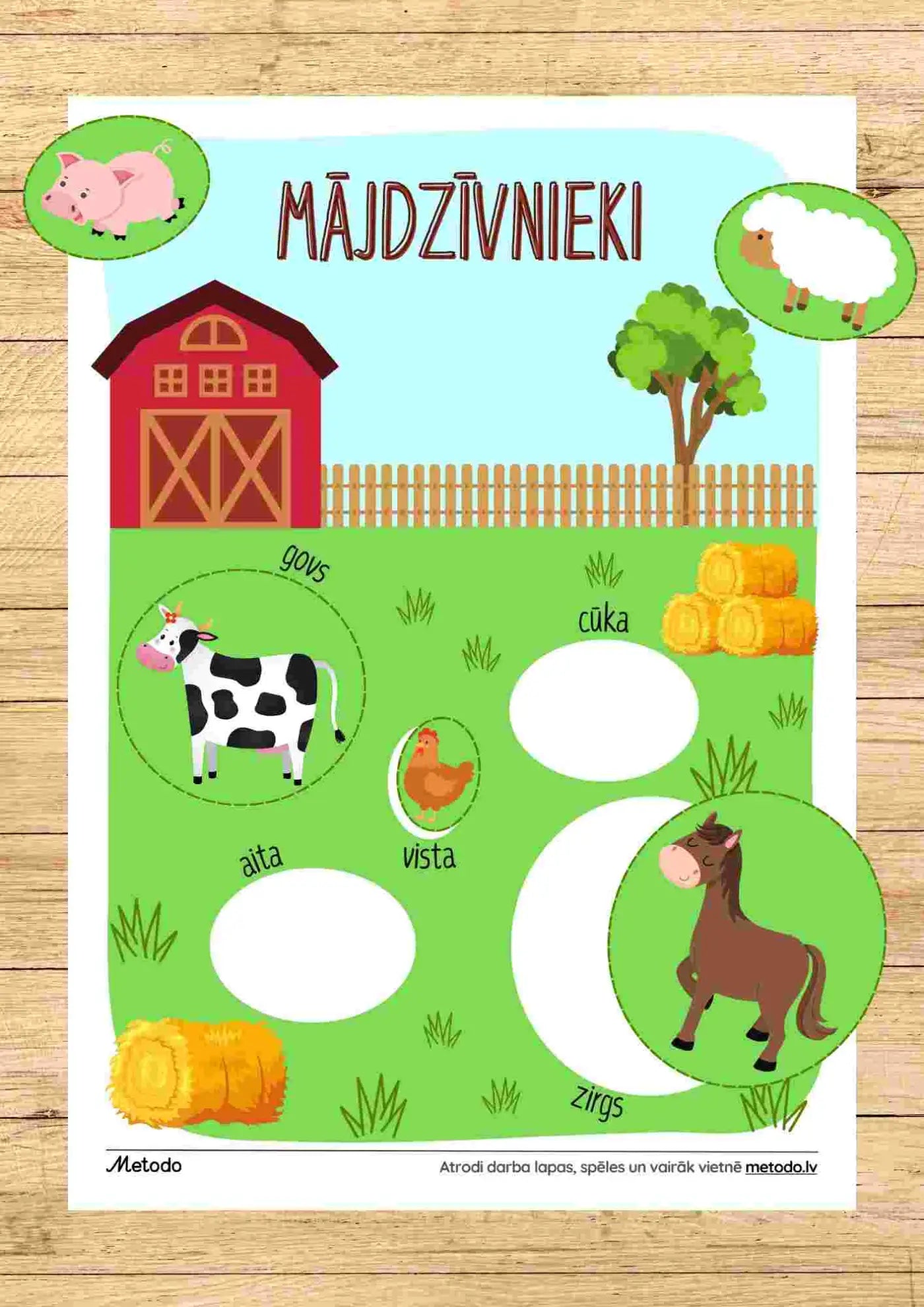 Mājdzīvnieki, izgriez un ielīmē - 3 darba lapas metodo.lv mācību materiāli