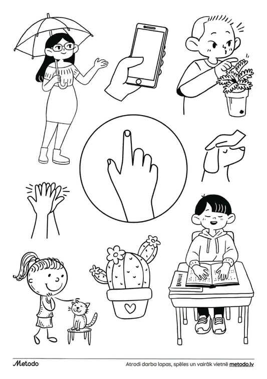 Maņas, tauste - krāsojamā darba lapa metodo.lv