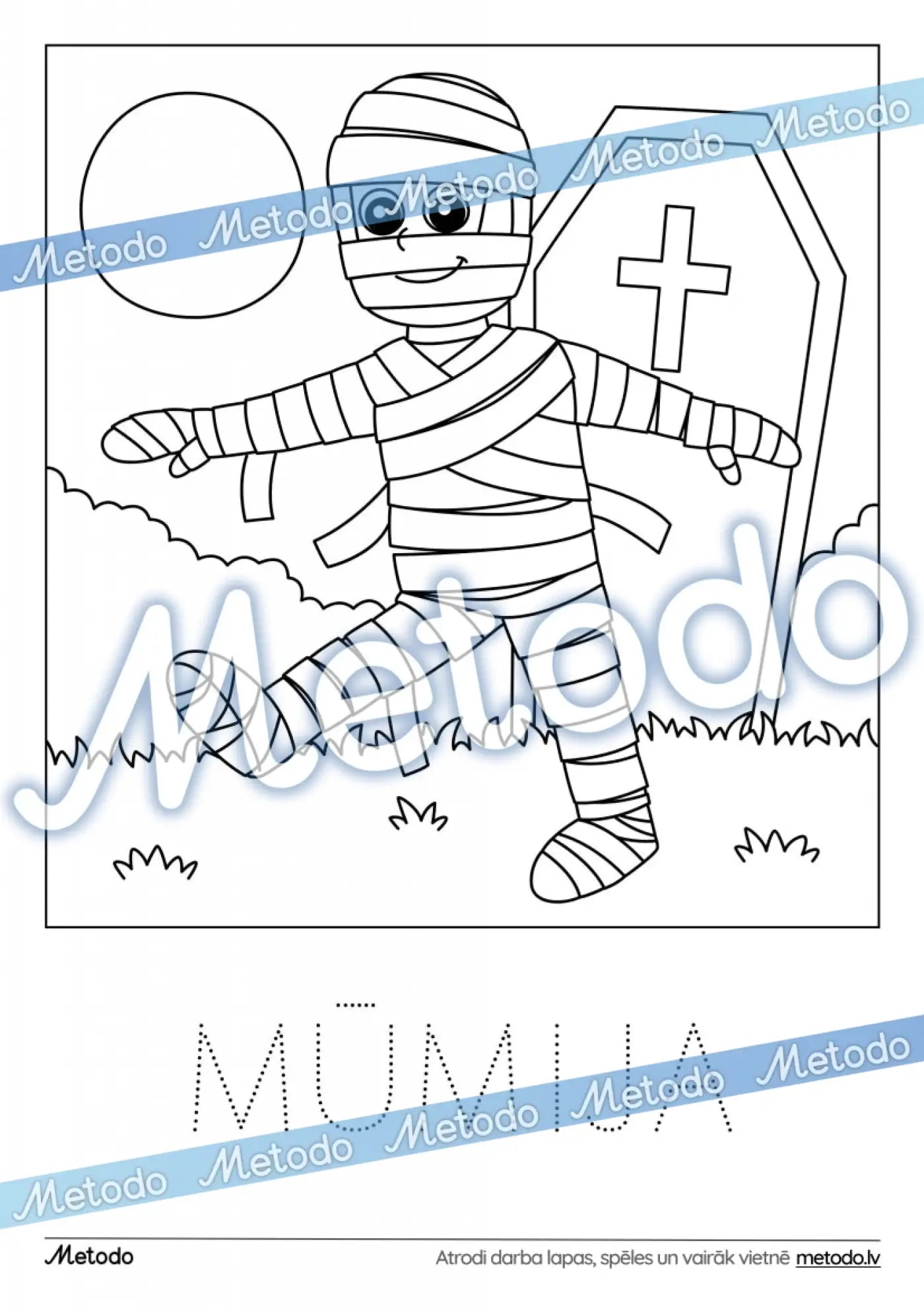 Mūmija - krāsojamā lapa Metodo